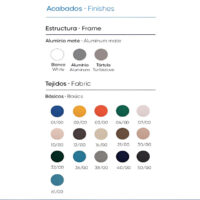 Colores disponibles en la estructura y el tejido de la tumbona Olimpia S.