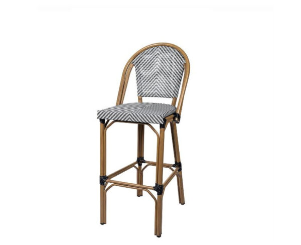 Taburete Toulouse con estructura deco bambú y asiento y respaldo textilene uno negro-blanco