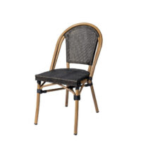 Silla Toulouse con estructura color deco bambú y asiento y respaldo textile negro