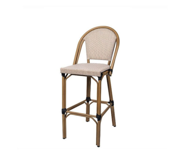 Taburete Toulouse con estructura deco bambú y asiento y respaldo textilene Latte