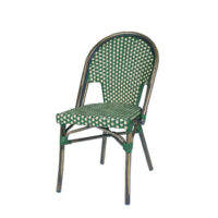Silla Toulouse con estructura color deco nogal y asiento y respaldo trenzado verde-crema