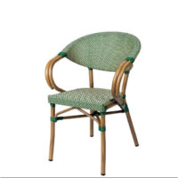 Sillón Indonesia con estructura color bambú y acabado textilene duo en verde-crema