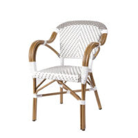 Sillón Anglet con acabado trenzado gris-blanco
