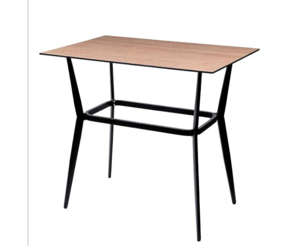 Mesa Louis Alta con estructura negra y sobre compact roble-nudos