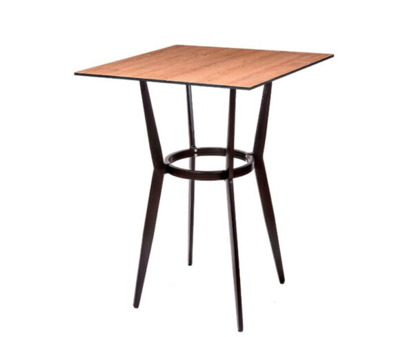 Mesa Louis Alta con estructura negra y sobre compact roble
