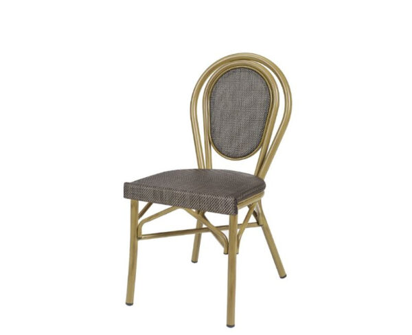 Silla Rambla estructura deco bambú, respaldo textilene negro y asiento textilene negro