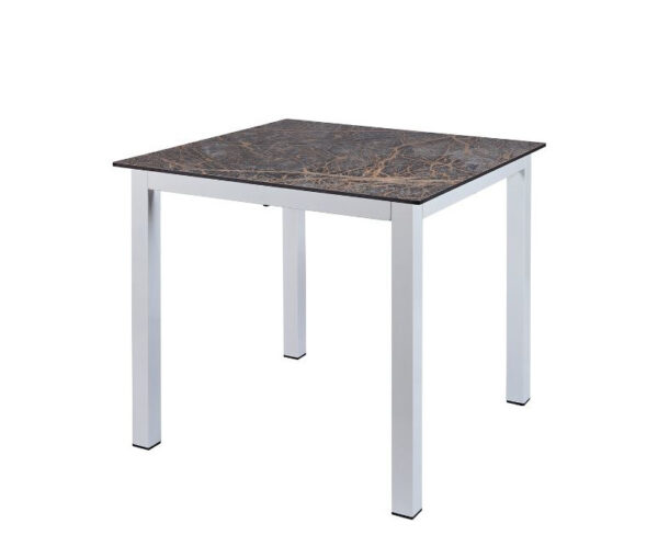 Mesa Nicte con estructura color blanco y sobre compact sienna