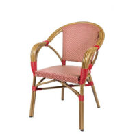 Sillón Anglet con acabado textilene duo rojo-crema