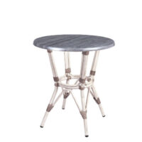 Mesa Dominica con estructura bambú blanco y sobre ceniza