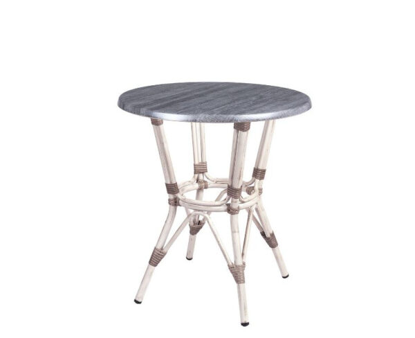 Mesa Dominica con estructura bambú blanco y sobre ceniza