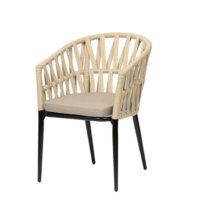 Sillón Sicilia con estructura negra y cuerda color crema