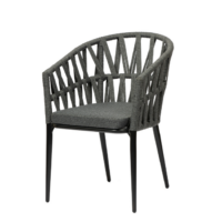 Sillón Sicilia con estructura negra y cuerda color gris