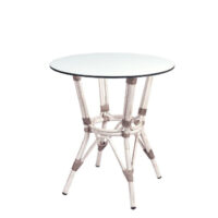 Mesa Dominica con estructura bambú blanco y sobre compact blanco