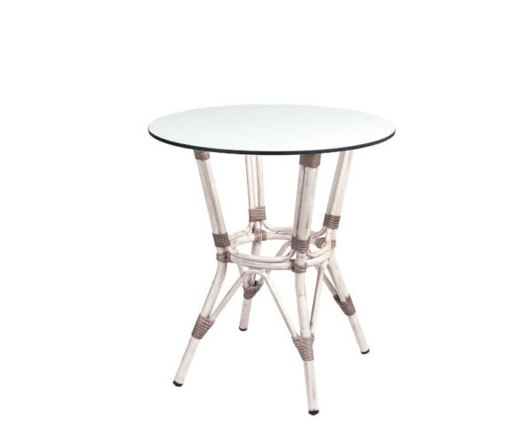 Mesa Dominica con estructura bambú blanco y sobre compact blanco
