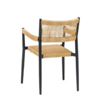 Sillón Piscis con estructura negra y cuerda color crema