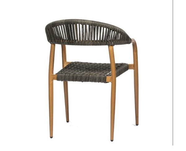 Cadira de braços Luz amb estructura deco roble natural i corda color gris