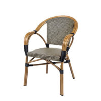 Sillón Anglet con acabado textilene duo negro-crema