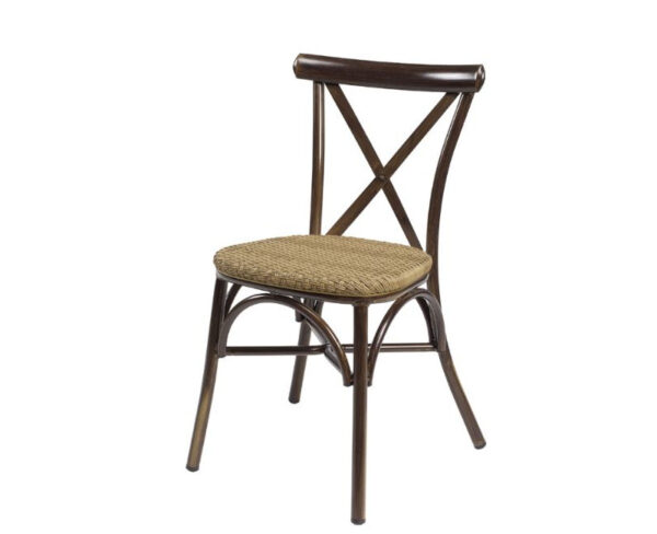 Silla Atenas con estructura deco nogal y asiento trenzado atlas