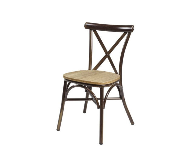 Silla Atenas con estructura deco nogal y asiento roble vintage