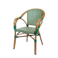 Sillón Anglet con acabado textilene duo verde-crema