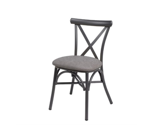 Silla Atenas con estructura grafito y asiento PU en gris