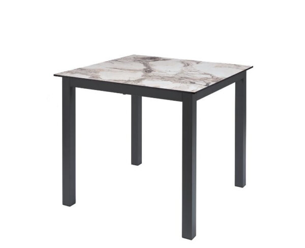Mesa Nicte con estructura color grafito y sobre mármol almería