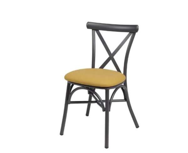Silla Atenas con estructura grafito y asiento PU en mostaza
