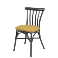 Silla Stoa estructura grafito y asiento PU mostaza