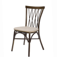 Silla Nenúfar estructura deco nogal y asiento textilene latte