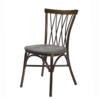 Silla Nenúfar estructura deco nogal y asiento textilene negro