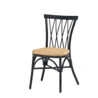 Silla Nenúfar estructura negra y asiento cuerda crema