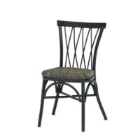 Silla Nenúfar estructura negra y asiento cuerda gris