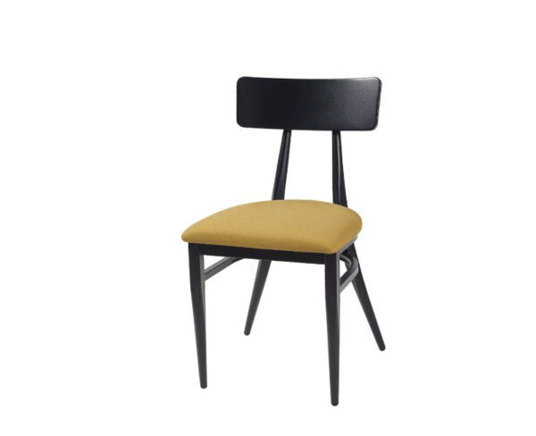 Silla Hannah con estructura negra y asiento mostaza