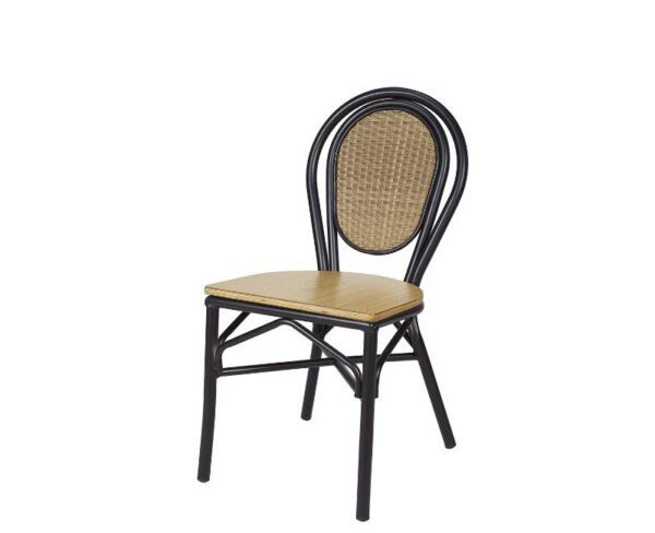 Silla Rambla estructura negra, respaldo atlas y asiento kenya