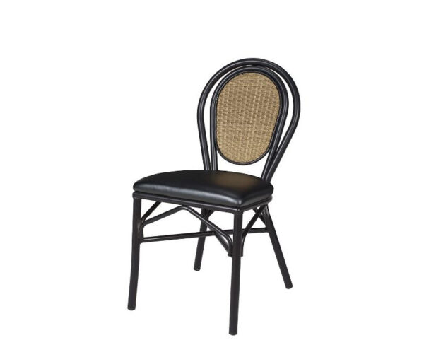 Silla Rambla estructura negra, respaldo atlas y asiento P.U negro