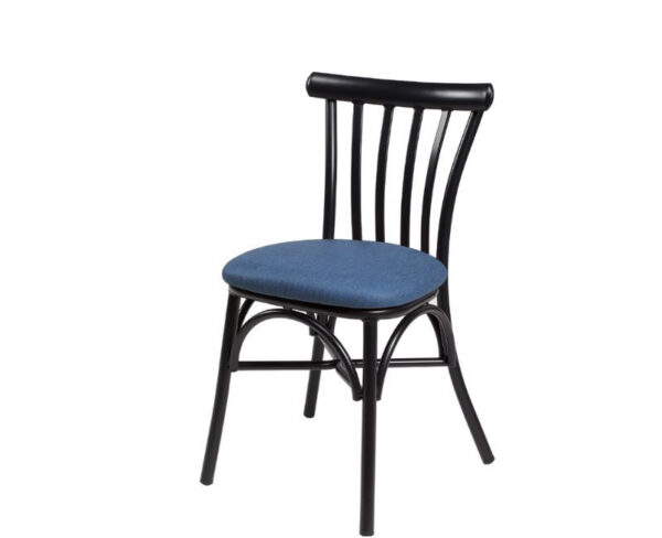 Silla Stoa estructura negra y asiento PU Azul