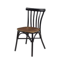 Silla Stoa estructura negra y asiento nogal vintage