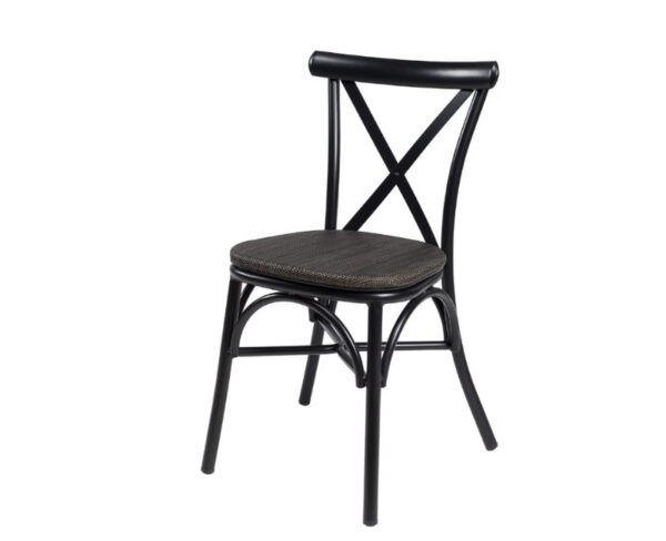 Silla Atenas con estructura negra y asiento textilene negro
