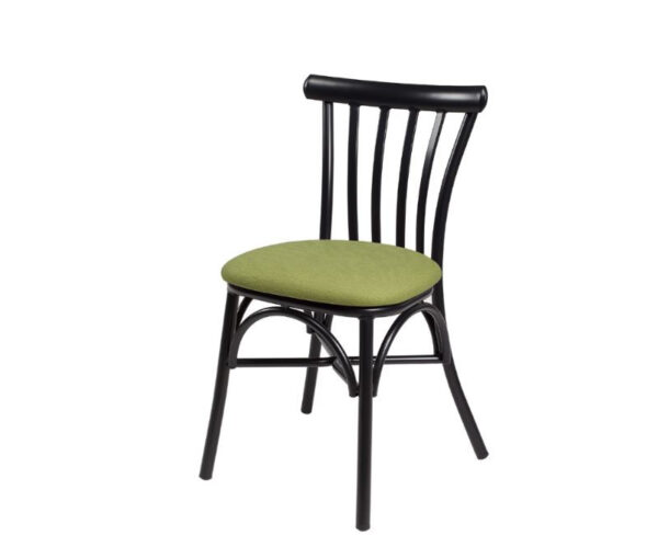 Silla Stoa estructura negra y asiento PU Verde