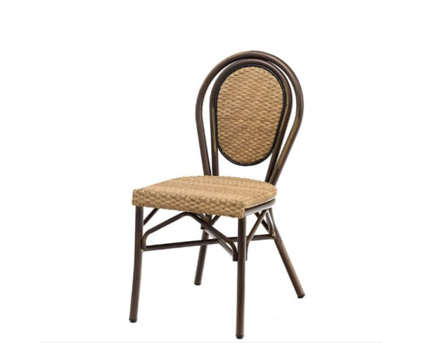 Silla Rambla estructura deco nogal, respaldo atlas y asiento trenzado atlas