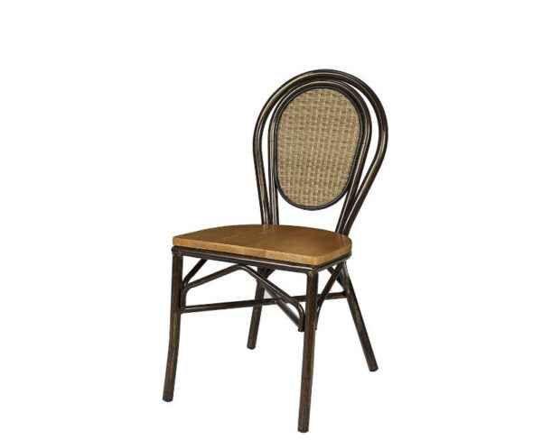 Silla Rambla estructura deco nogal, respaldo atlas y asiento madera maciza