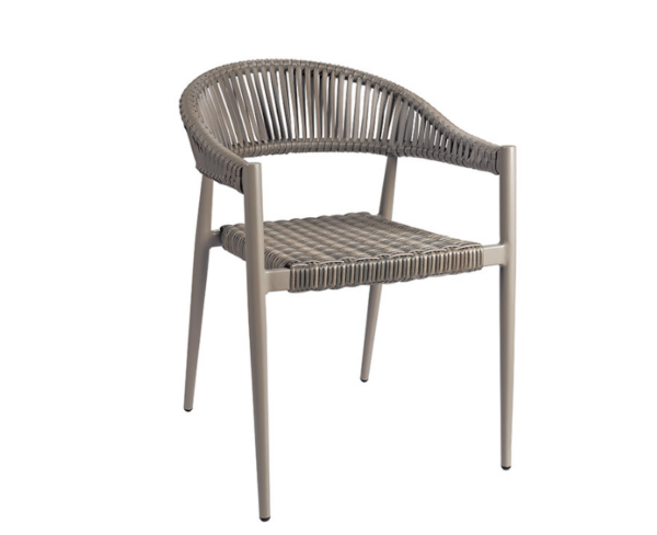 Sillón Ottawa con estructura deco stone y asiento y respaldo trenzado stone