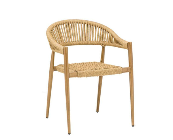 Sillón Ottawa con estructura deco roble natural y asiento y respaldo cuerda natural