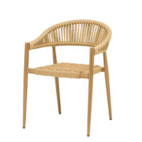 Sillón Ottawa con estructura deco roble natural y asiento y respaldo cuerda natural