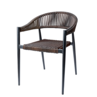 Sillón Ottawa con estructura negra y acabado en trenzado marrón