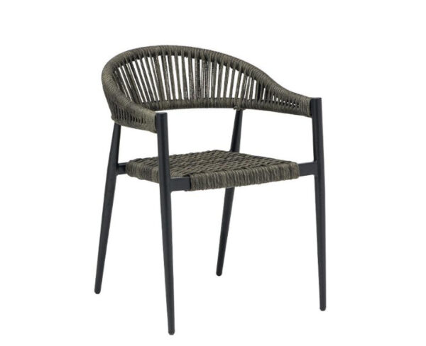 Sillón Ottawa cpn estructura negra y acabado en cuerda gris