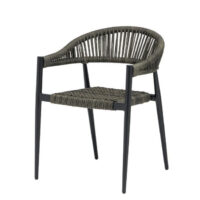 Sillón Ottawa cpn estructura negra y acabado en cuerda gris