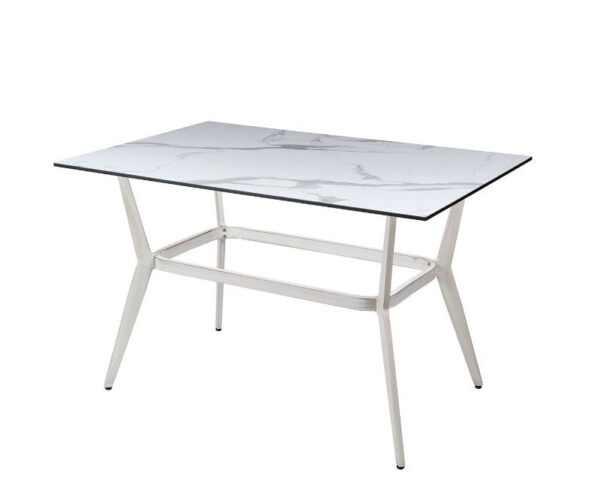 Mesa Louis Rectangular con estructura bambú blanco y sobre de melamina Olimpo