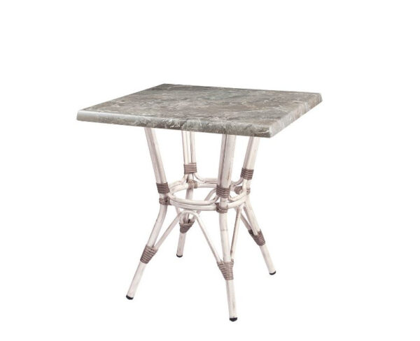 Mesa Dominica con estructura bambú blanco y sobre sicilia