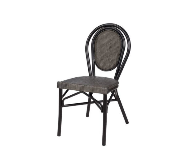 Silla Rambla estructura negra, respaldo textilene negro y asiento textilene negro